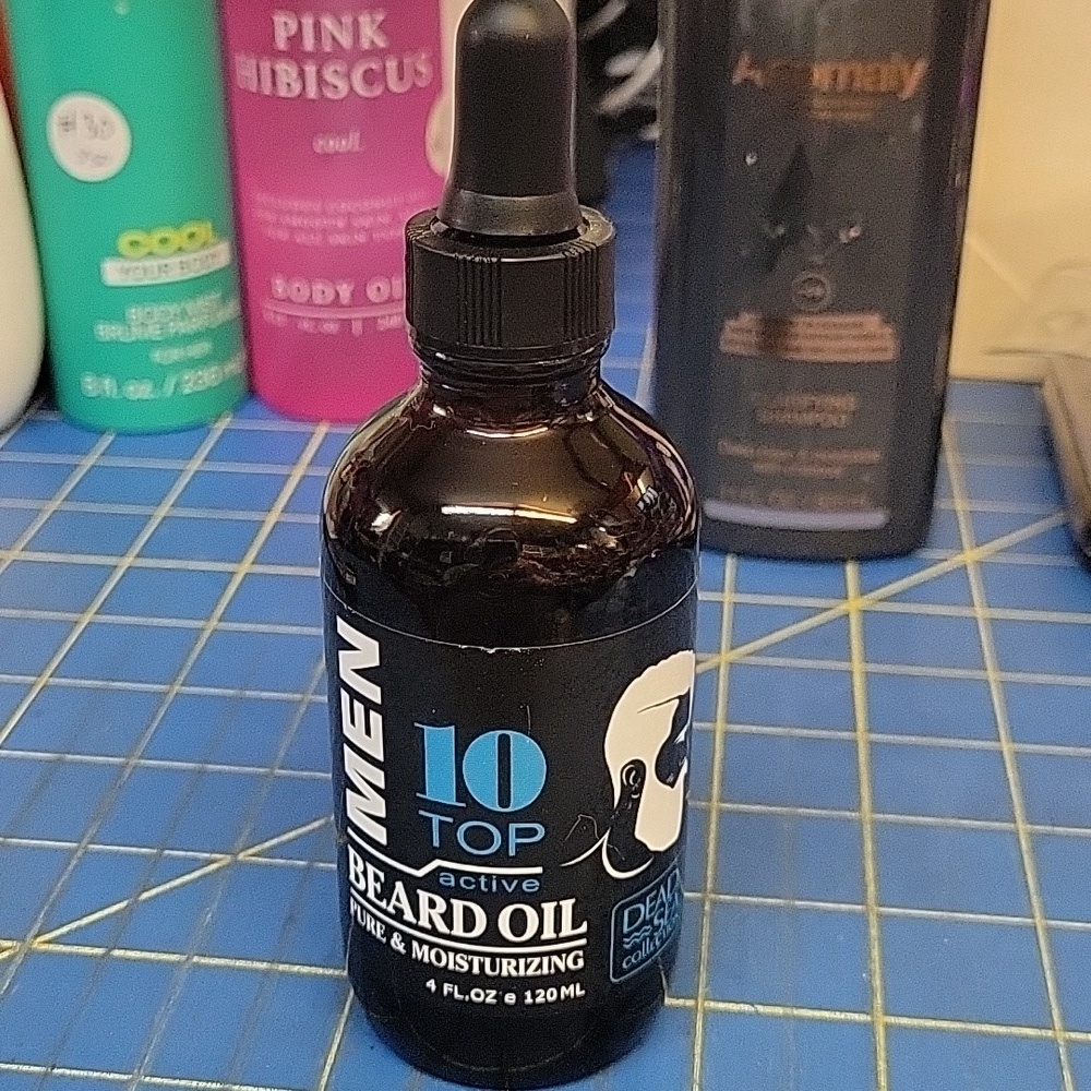 10 Top Active Men's Beard Oil Pure & Moisturizing 120ml Dropper Bottle Dead Sea
